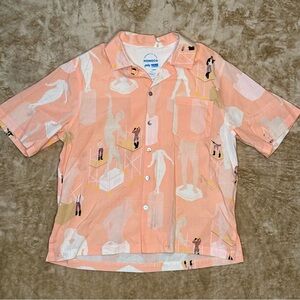 RARE Tom of Finland Amit HOMOCO Peach Camp Button-Up Shirt Men’s XS Gay LGBTQ